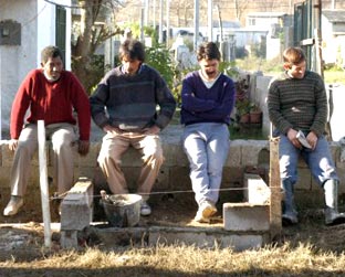 Beto e seus amigos constróem o "trono"