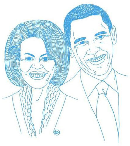 O casal Michelle e Barack Obama, amigos assumidos de Carla Bruni, também ganham homenagem no site da primeira-dama da França