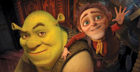 Shrek (Mike Myers) e o vilão Rumpelstiltskin (Walt Dohrn)
