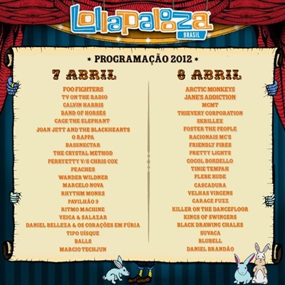 Lollapalooza - Lista dos dias
