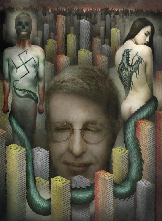 Ilustração de Stieg Larsson baseada em uma fotografia de Marie Trensmar/ Scanpix/ Sipa Press