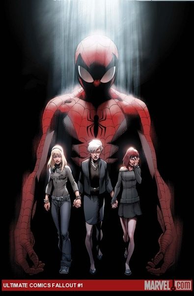 Capa de Ultimate Fallout #1, com Gwen Stacy, May Parker e Mary Jane Watson