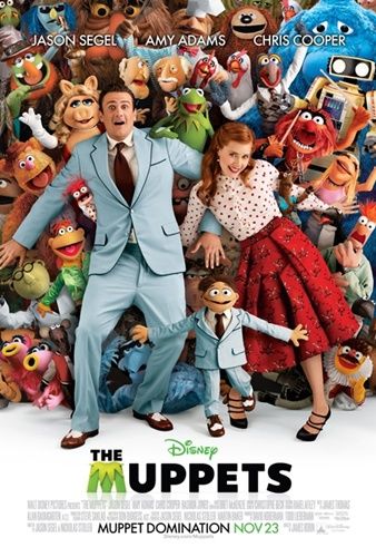 Jason Segel e Amy Adams em pôster de Os Muppets