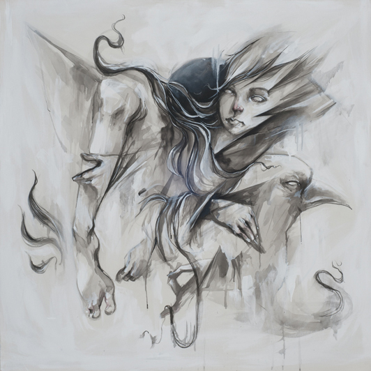 Grafiteiro há seis anos, Horácio, 23 anos, afirma que seu desenho quer passar a fluidez feminina como uma música e a dança.