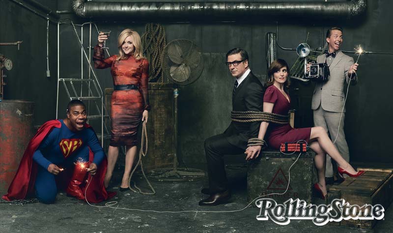 QUEM RI POR ÚLTIMO Tracy Morgan, Jane Krakowski, Alec Baldwin, Tina Fey e Jack McBrayer, em Nova York