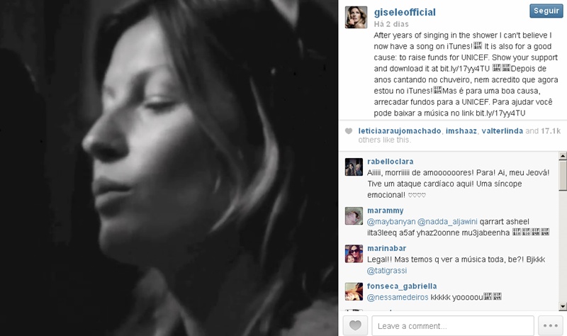 Gisele Bundchen cantando