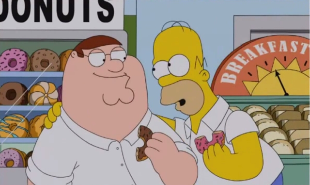 Homer Simpson e Peter Griffin se tornam bons amigos