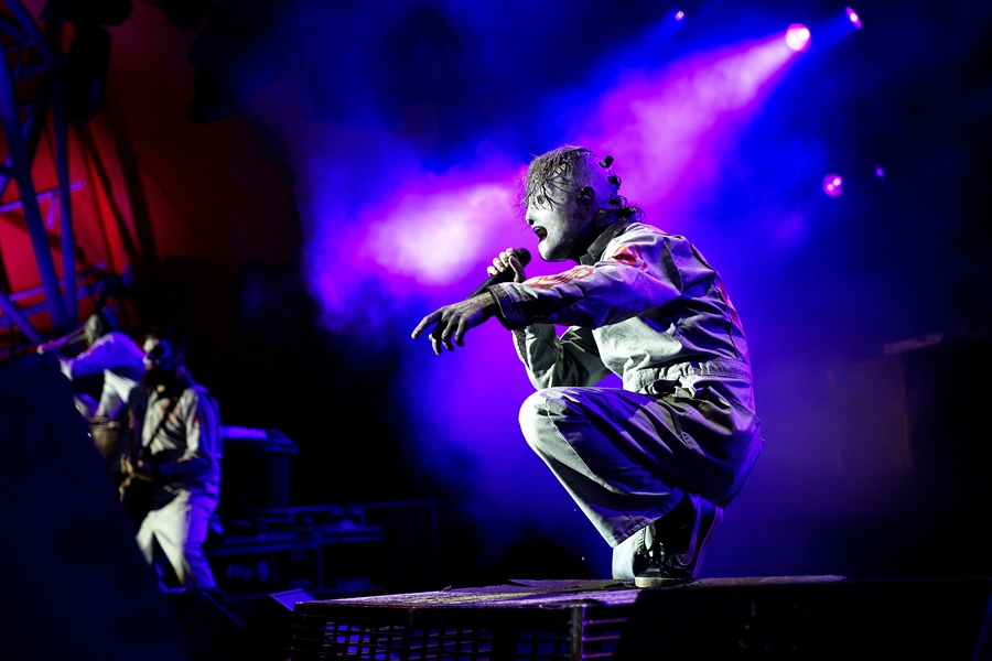 Corey Taylor, lider do Slipknot, em ação no Rock in Rio.