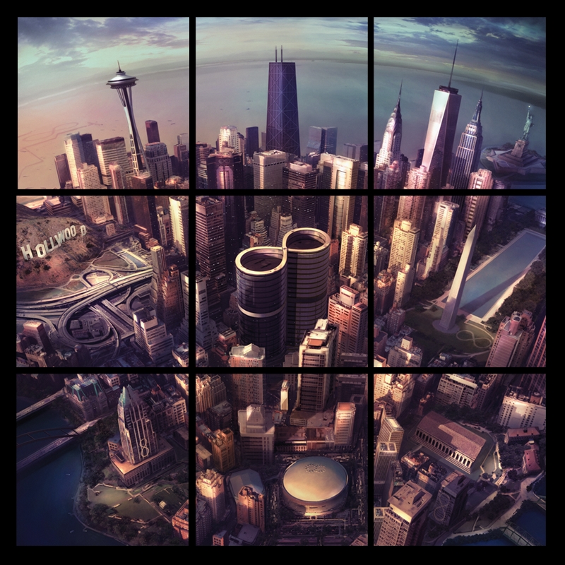 Montagem com todas as capas de Sonic Highways, novo disco do Foo Fighters