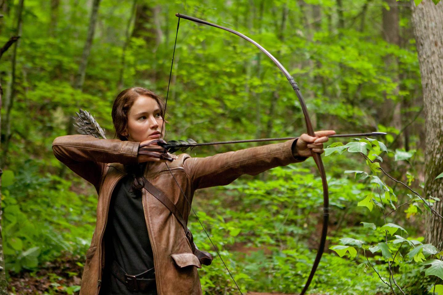 A personagem Katniss Everdeen em cena de Jogos Vorazes