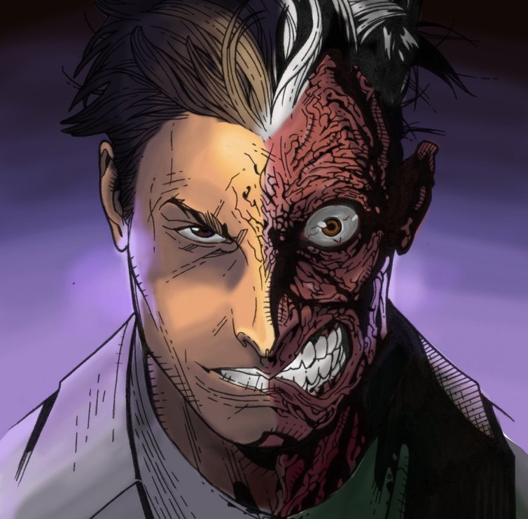 Harvey Dent se transforma no vilão Duas-Caras