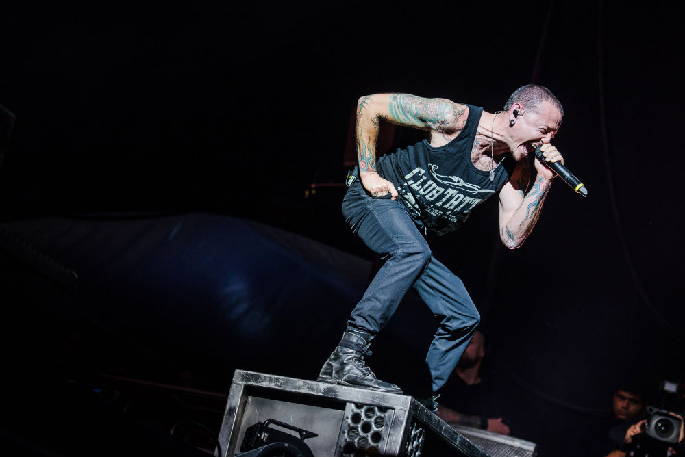 Linkin Park em ação no festival Circuito Banco do Brasil, em Belo Horizonte