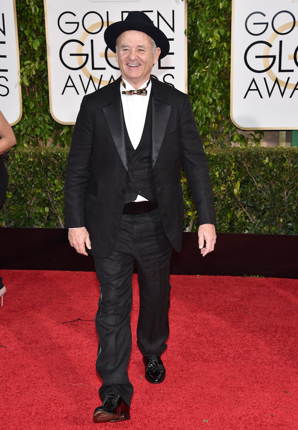 Bill Murray no tapete vermelho do Golden Globe.