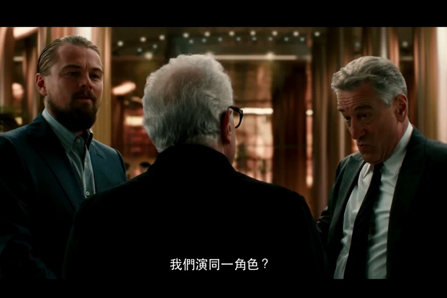 Robert De Niro, Leonardo DiCaprio, Martin Scorsese em cena de novo filme.
