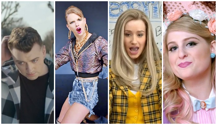 "Fancy", "Chandelier", "Stay With Me", "Shake It Off" e "All About that Bass" são os indicados ao prêmio de Gravação do Ano no Grammy 2015, que acontece no próximo domingo, 8, em Los Angeles. Veja os clipes dos concorrentes a seguir.