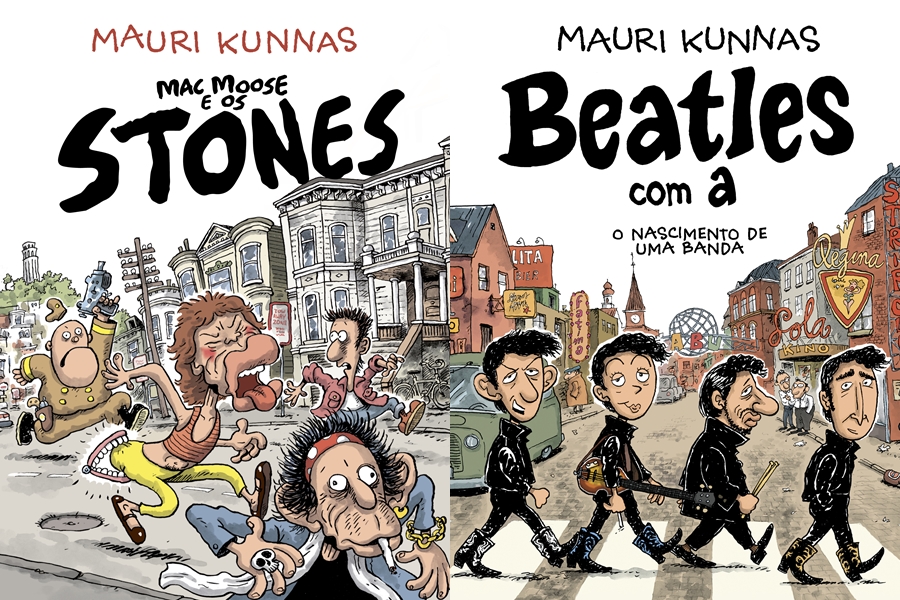 Capas das HQs Beatles com A – O Nascimento de Uma banda e Mac Moose e os Stones