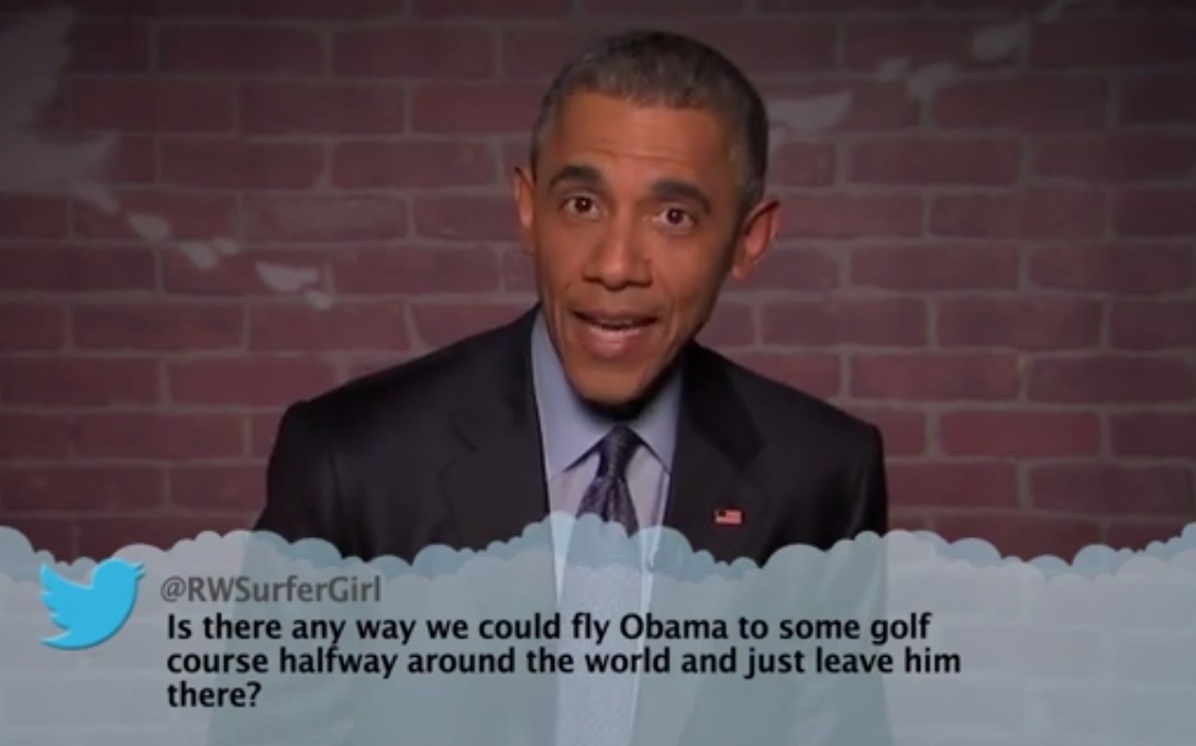 Presidente dos Estados Unidos no programa Jimmy Kimmel Live