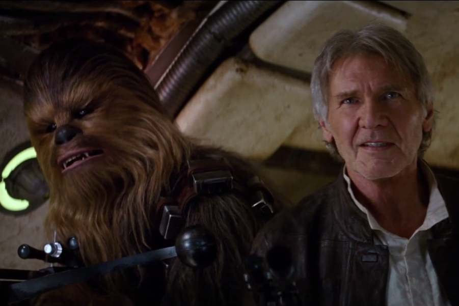 Han Solo (Harrison Ford) e Chewbacca (Peter Mayhew) em teaser de Star Wars: Episódio VII – O Despertar da Força