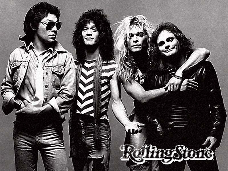 (Da esq. para a dir.) Alex Van Halen, Eddie Van Halen, Roth e Michael Anthony