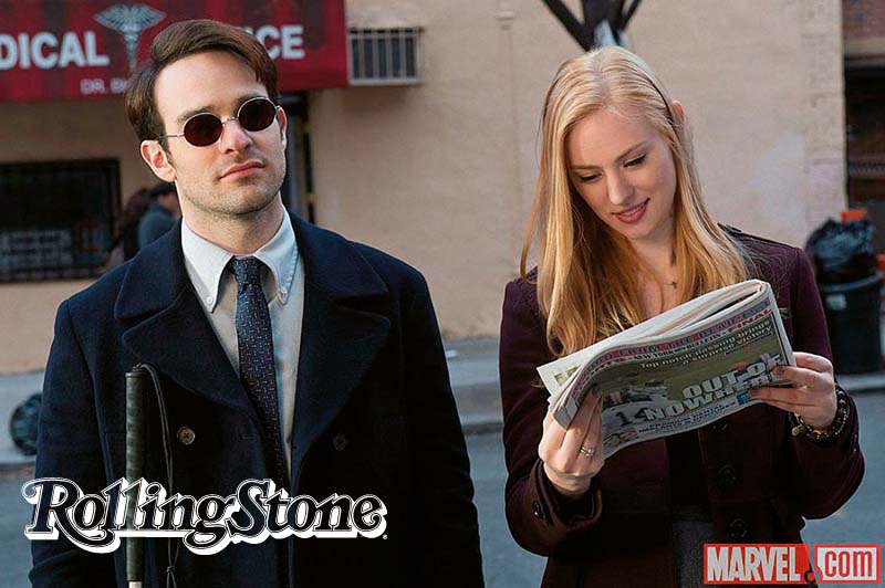 Charlie Cox (Matt Murdoch) e Deborah Ann Woll (Karen) em cena de Demolidor.