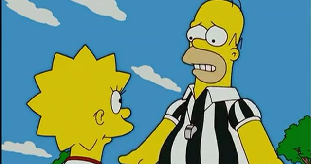 Homer e Lisa em episódio especial sobre a Copa do Mundo no Brasil.