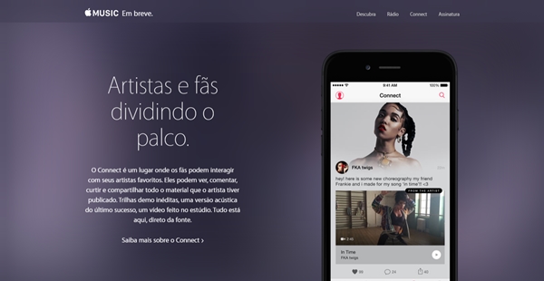 Interface do serviço de streaming Apple Music.