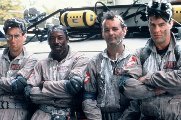 Harold Ramis, Ernie Hudson, Bill Murray e Dan Aykroyd em Os Caça Fantasmas