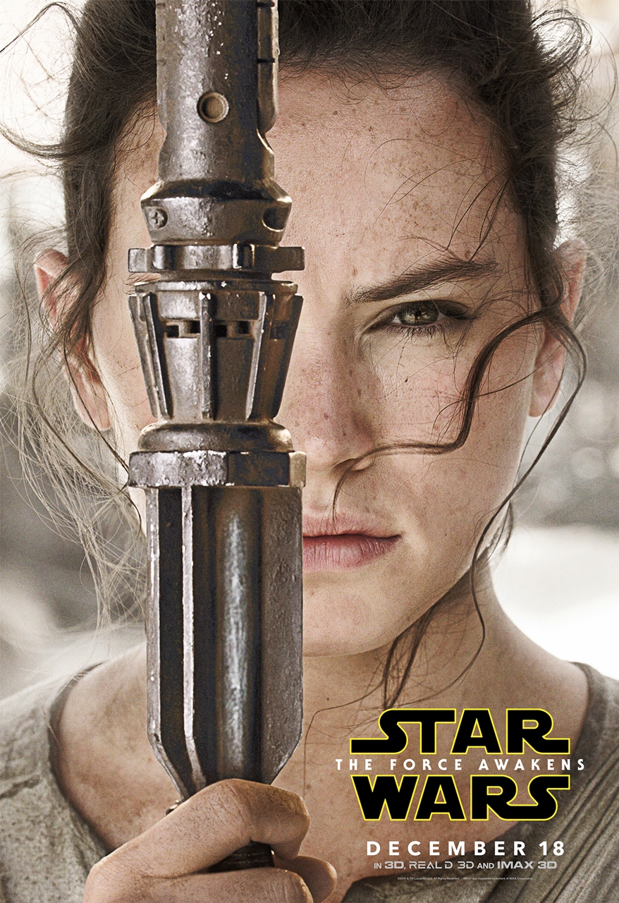 Pôster de Star Wars – O Despertar da Força com a personagem Rey (vivida por Daisy Ridley)