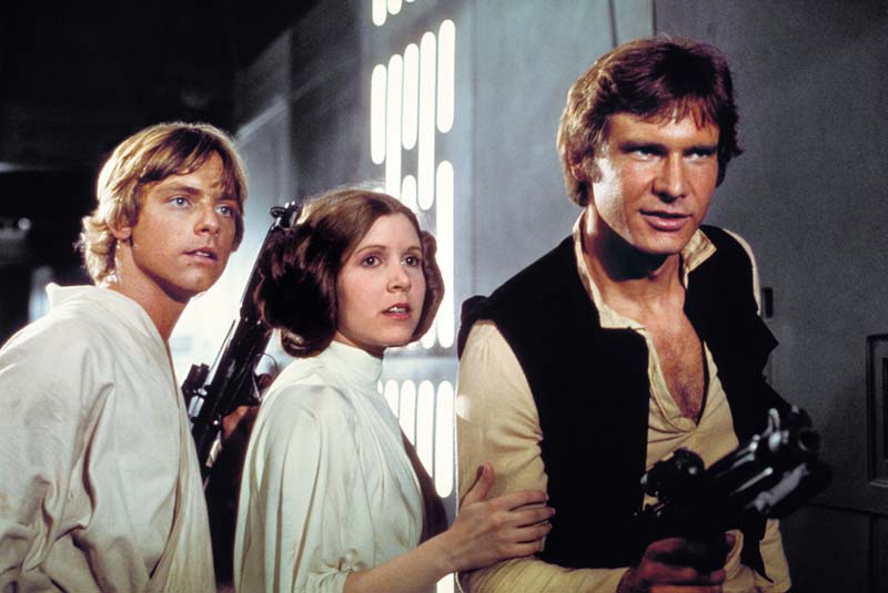 Hamill, Carrie e Ford no filme original,em 1977