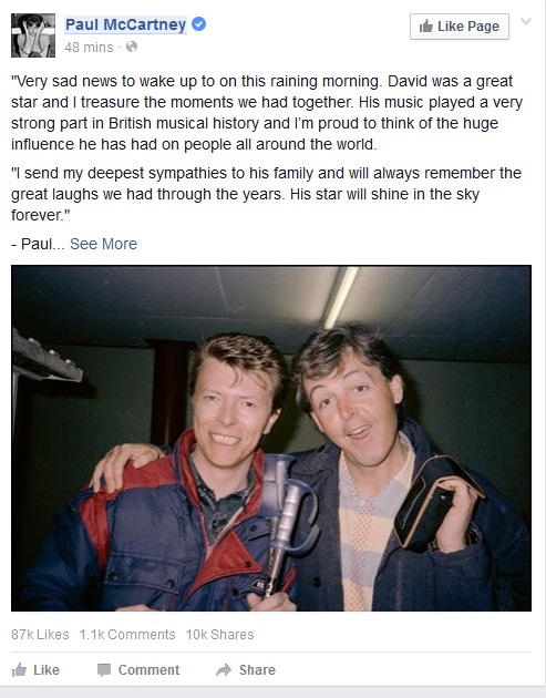 Paul McCartney e David Bowie