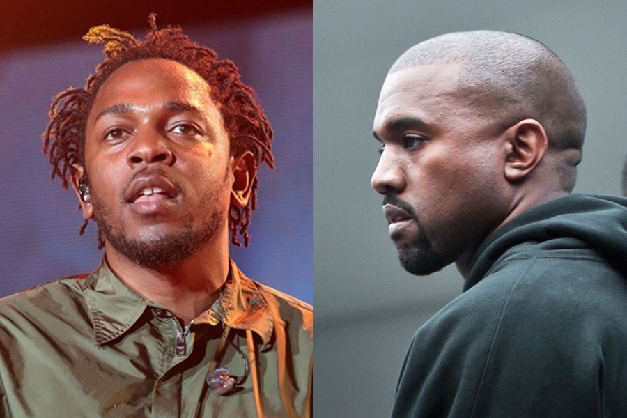 Os rappers Kendrick Lamar e Kanye West