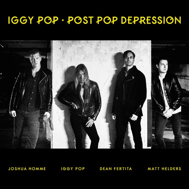 Josh Homme (Queens of the Stone Age), Iggy Pop (The Stooges), Dean Fertita (Queens of the Stone Age e Dead Weather) e Matt Helders (Arctic Monkeys) na capa do disco Post Pop Depression