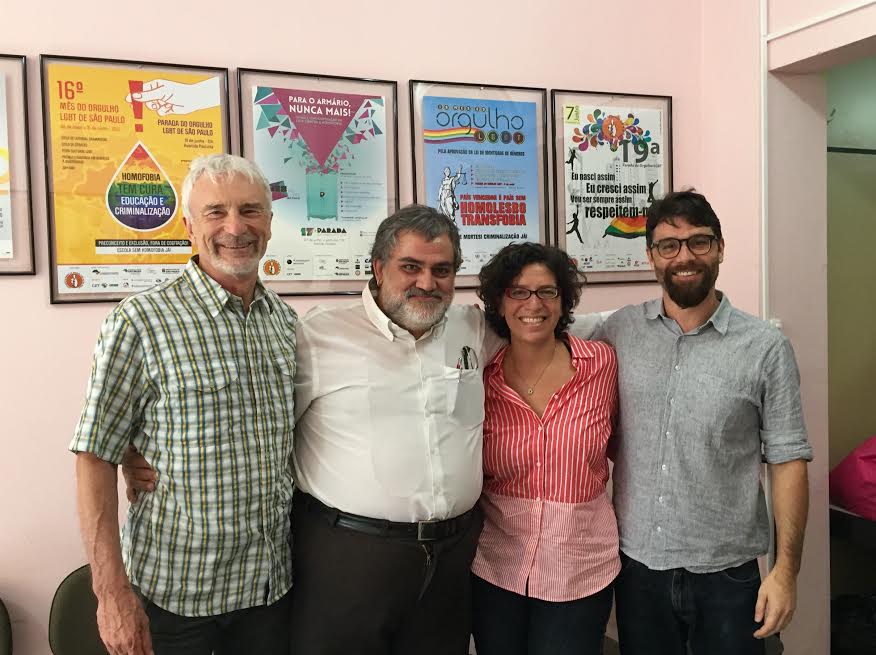 Da esquerda para direita: Bill Bowling, Fernando Quaresma (Associação Parada do Orgulho LGBT), Cristina Abi (O2 Filmes) e Eduardo Raccah (SPCine).