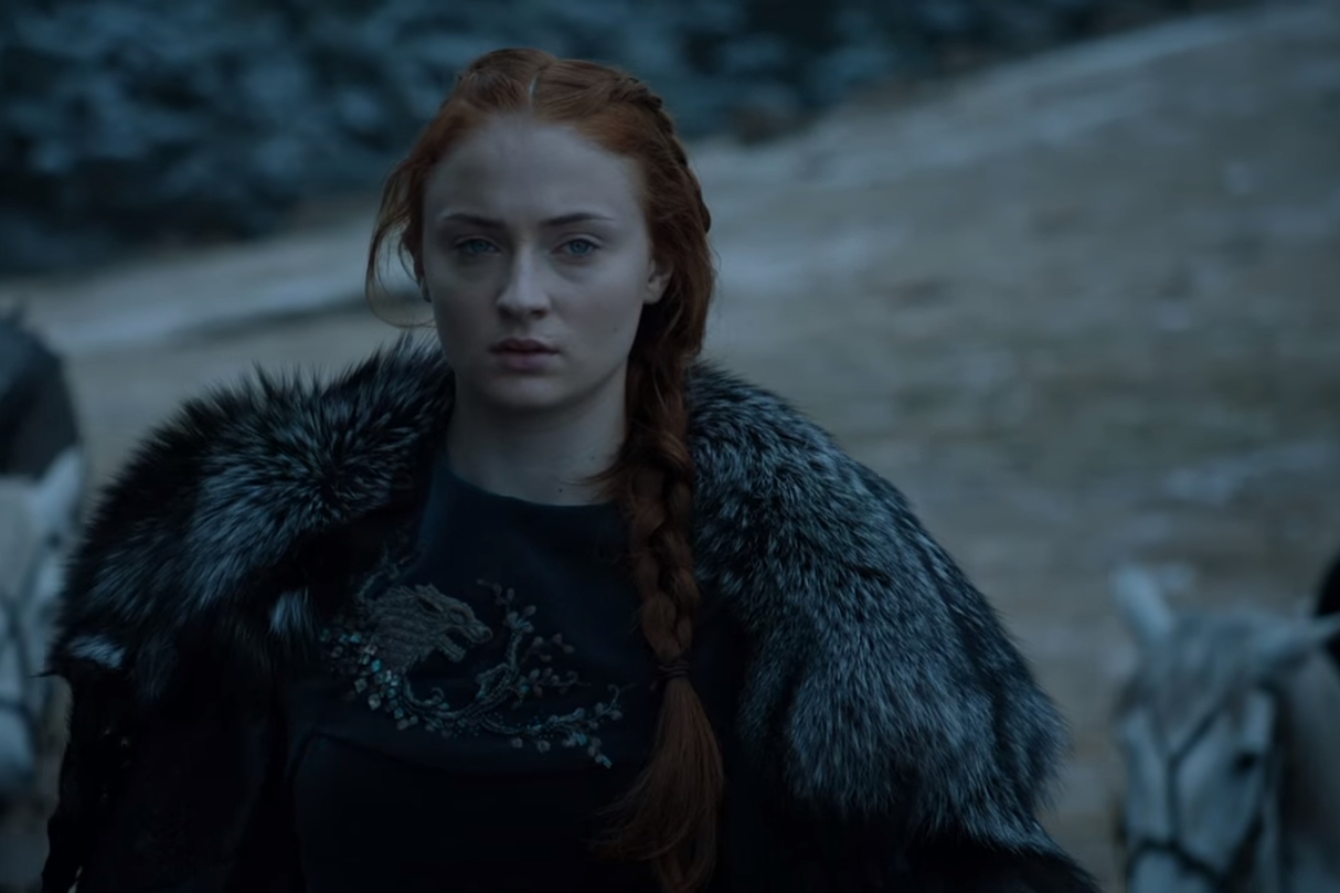 Sansa Stark (personagem de Sophie Turner) em cena de trailer da sexta temporada de Game of Thrones