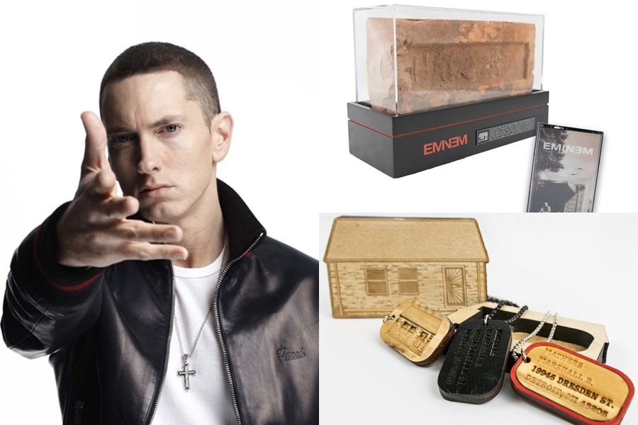 Eminem e os tijolos e pedaços de madeira da casa em que ele passou a infância