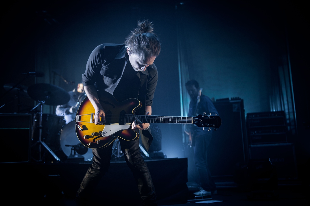 Thom Yorke durante show do Radiohead em Londres, em maio de 2016