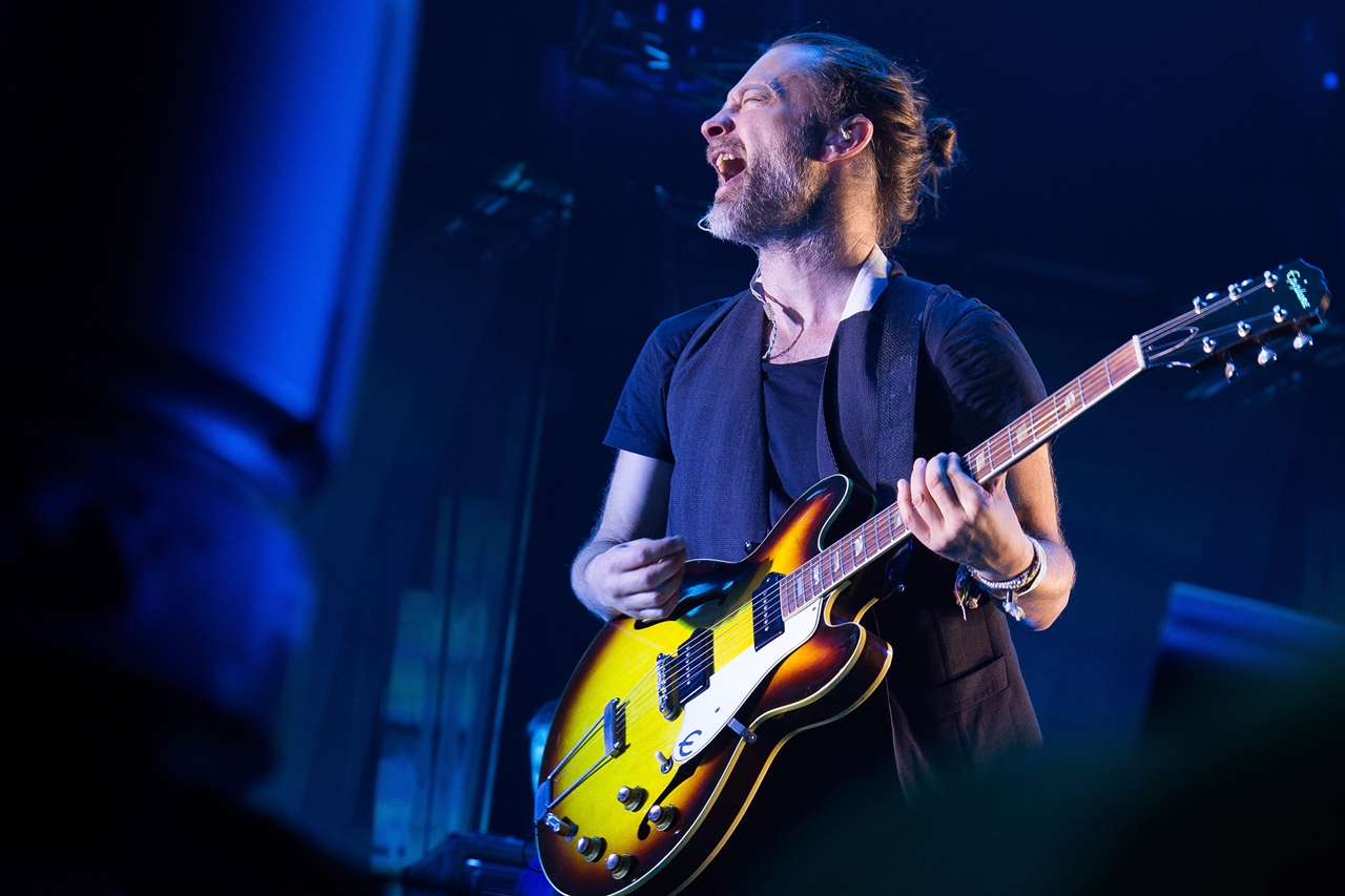 Thom Yorke durante show do Radiohead no Madison Square Garden, em Nova York, em julho de 2016