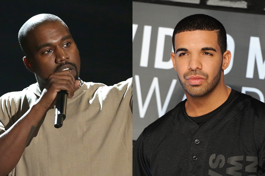 Os rappers Kanye West e Drake