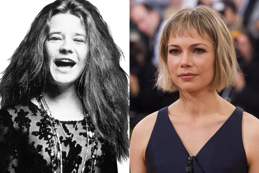 A cantora Janis Joplin e a atriz Michelle Williams