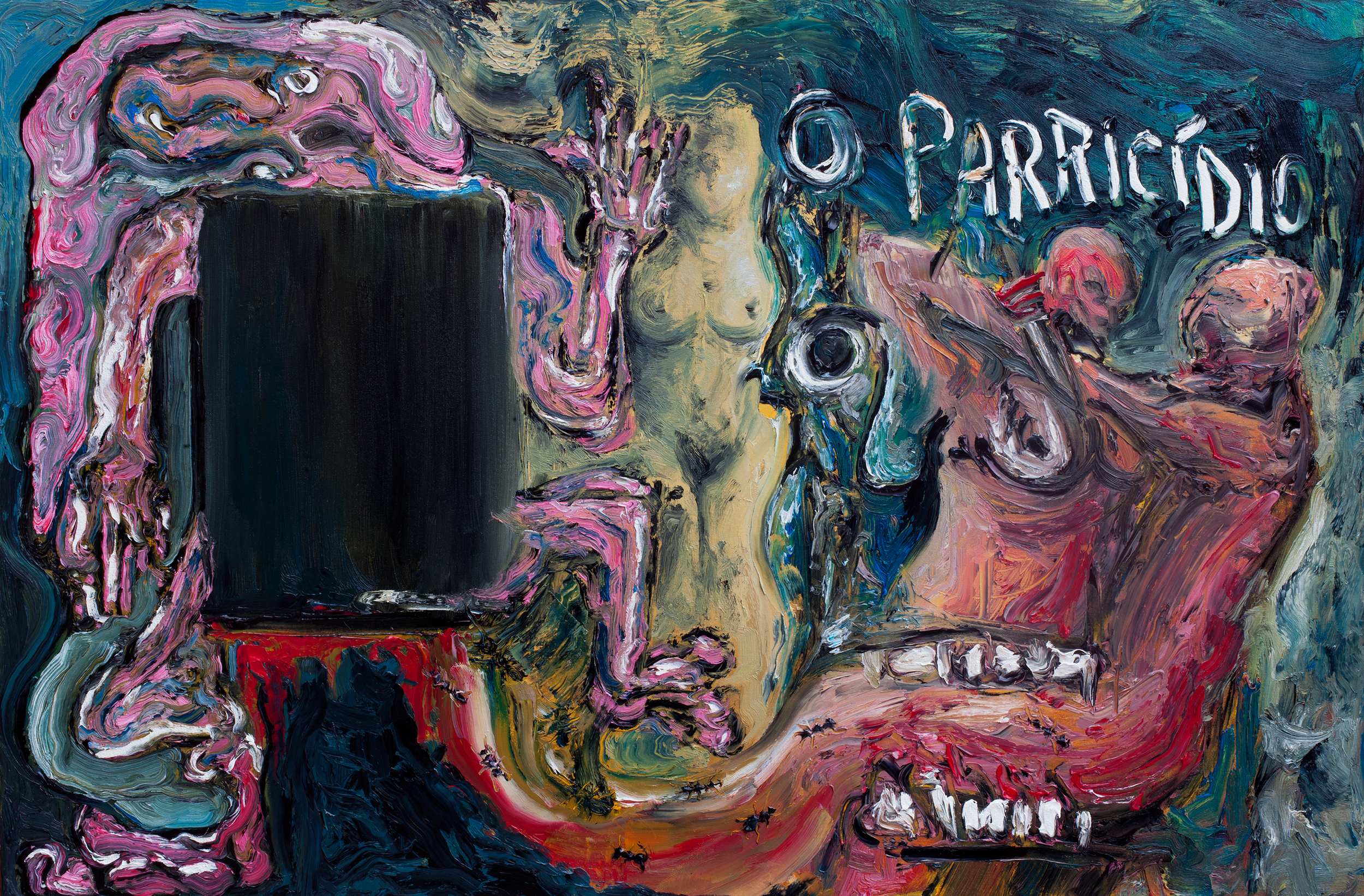 Capa do livro O Parricídio, de Beeau Gómez e Rodrigo Qohen, com prefácio de Laerte Coutinho