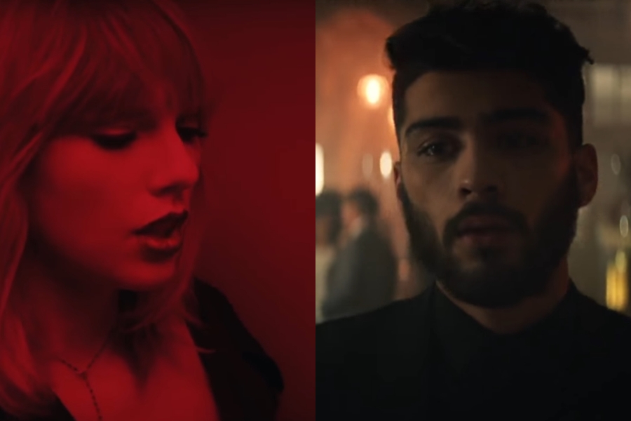 Taylor Swift e Zayn Malik em cena do clipe de “I Don't Wanna Live Forever”, trilha do filme Cinquenta Tons Mais Escuros