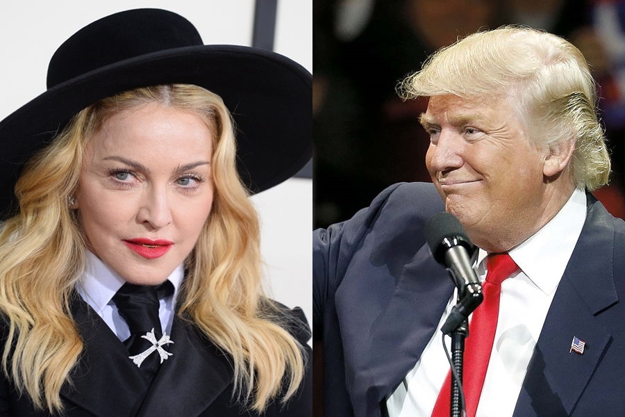 A cantora pop Madonna e o presidente dos Estados Unidos, Donald Trump