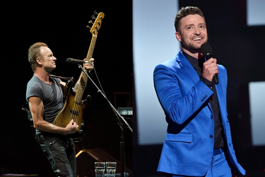 Sting e Justin Timberlake, que se apresentarão no Oscar 2017