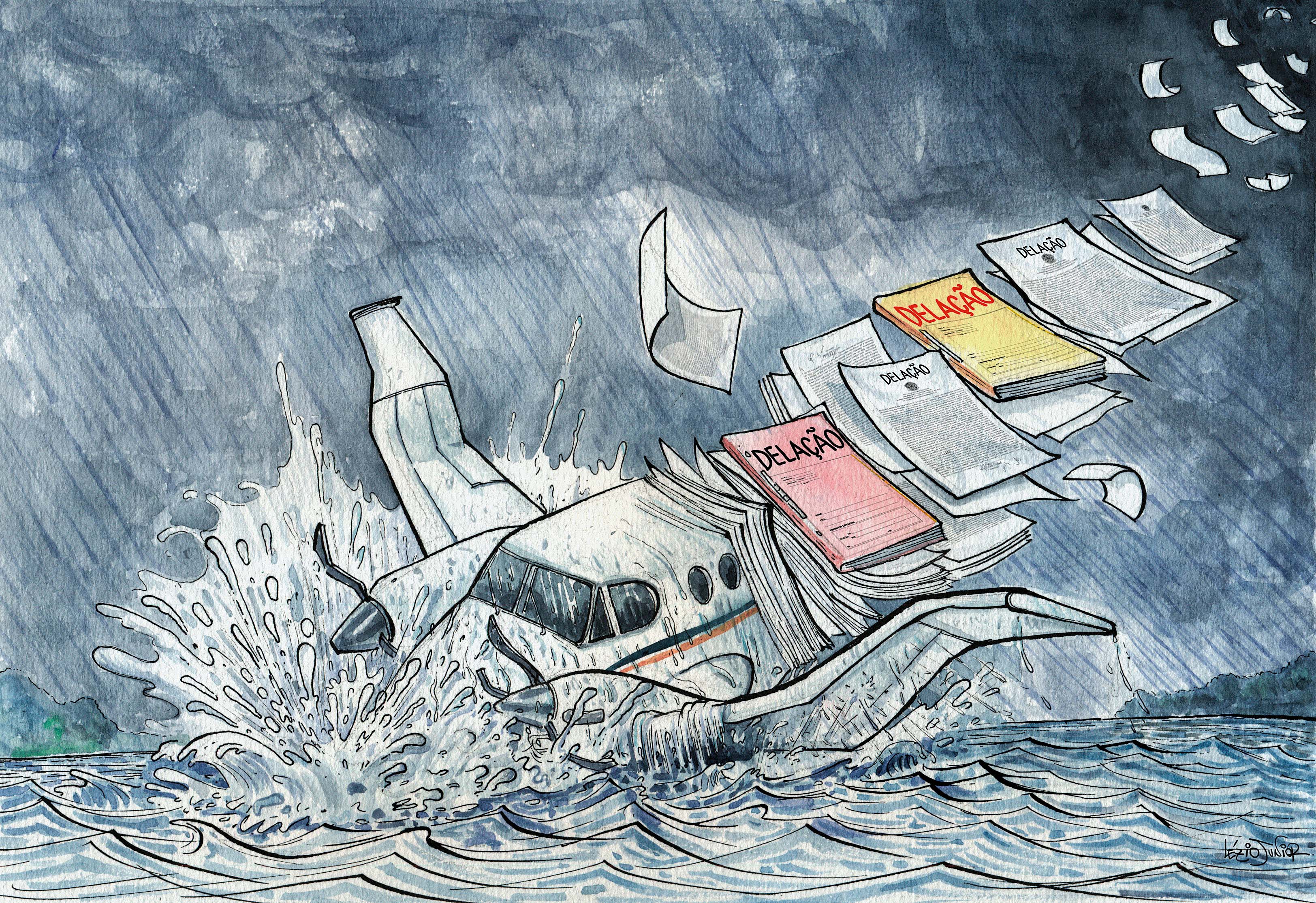 A morte de Teori Zavascki não apenas inflamou teorias de conspiração como também reforçou o cenário de descrença da sociedade com a classe política    Ilustração Lézio Júnior