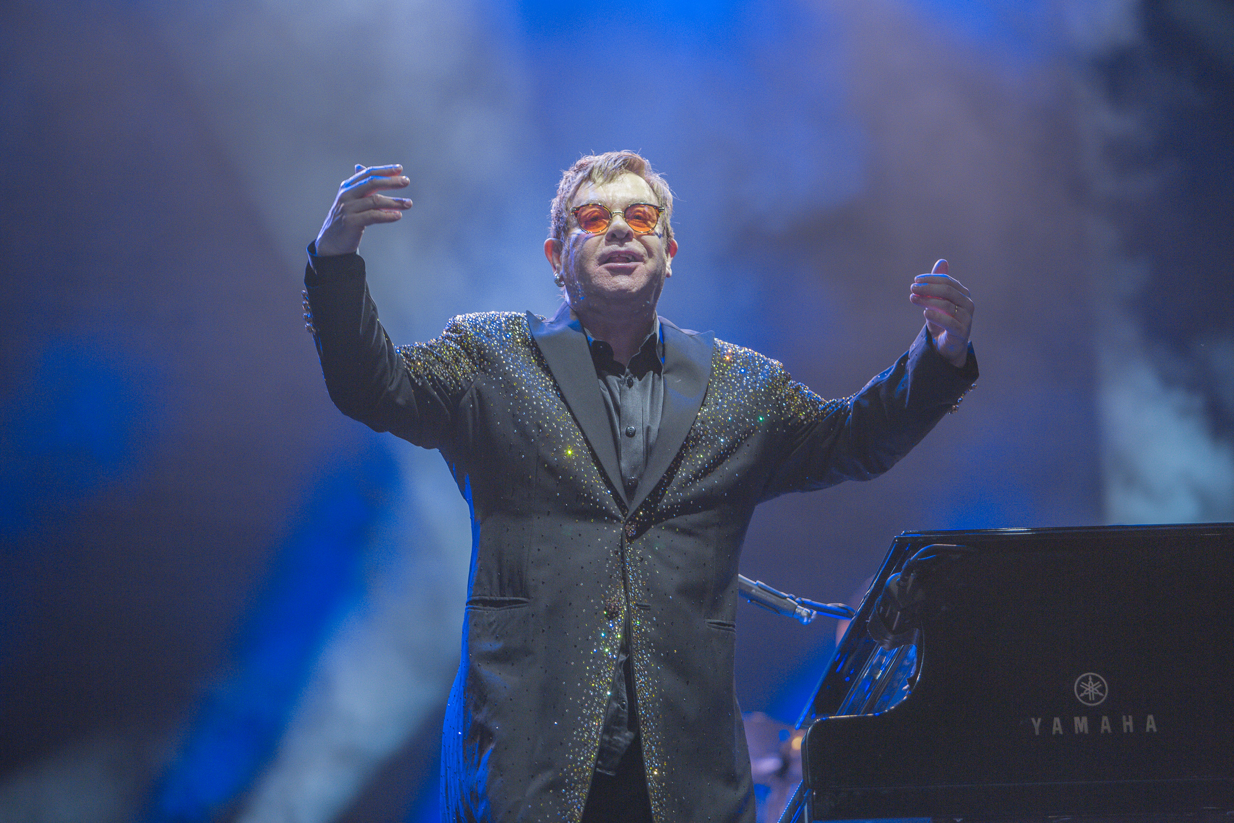 Elton John em apresentação no Allianz Parque, em São Paulo
