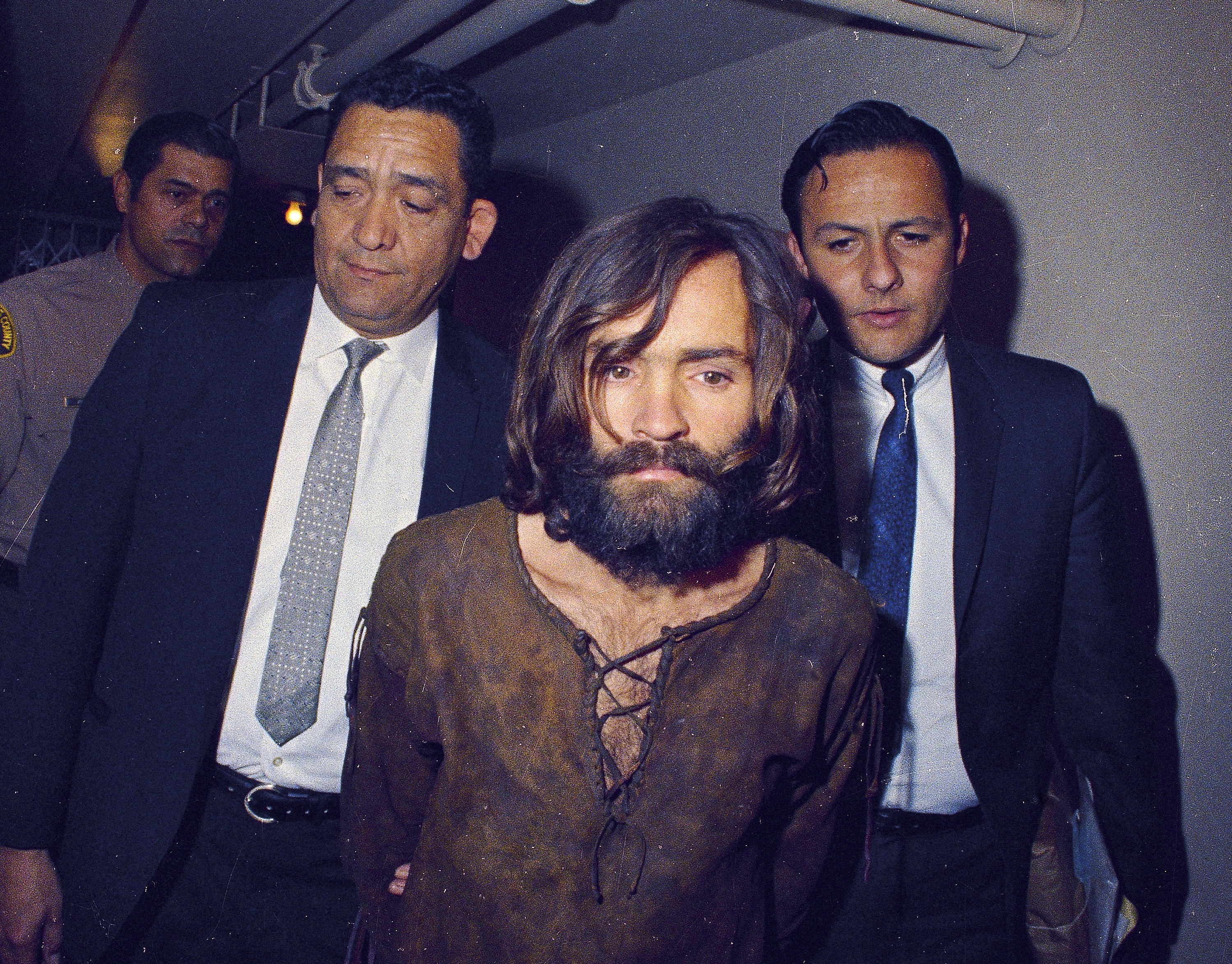 Foto de 1969 de Charles Manson, ano de sua condenação pelo envolvimento no assassinato da atriz Sharon Tate.