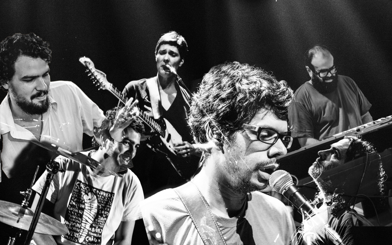 Músicos do Mombojó e Laetitia Sadier, ex-vocalista do Stereolab