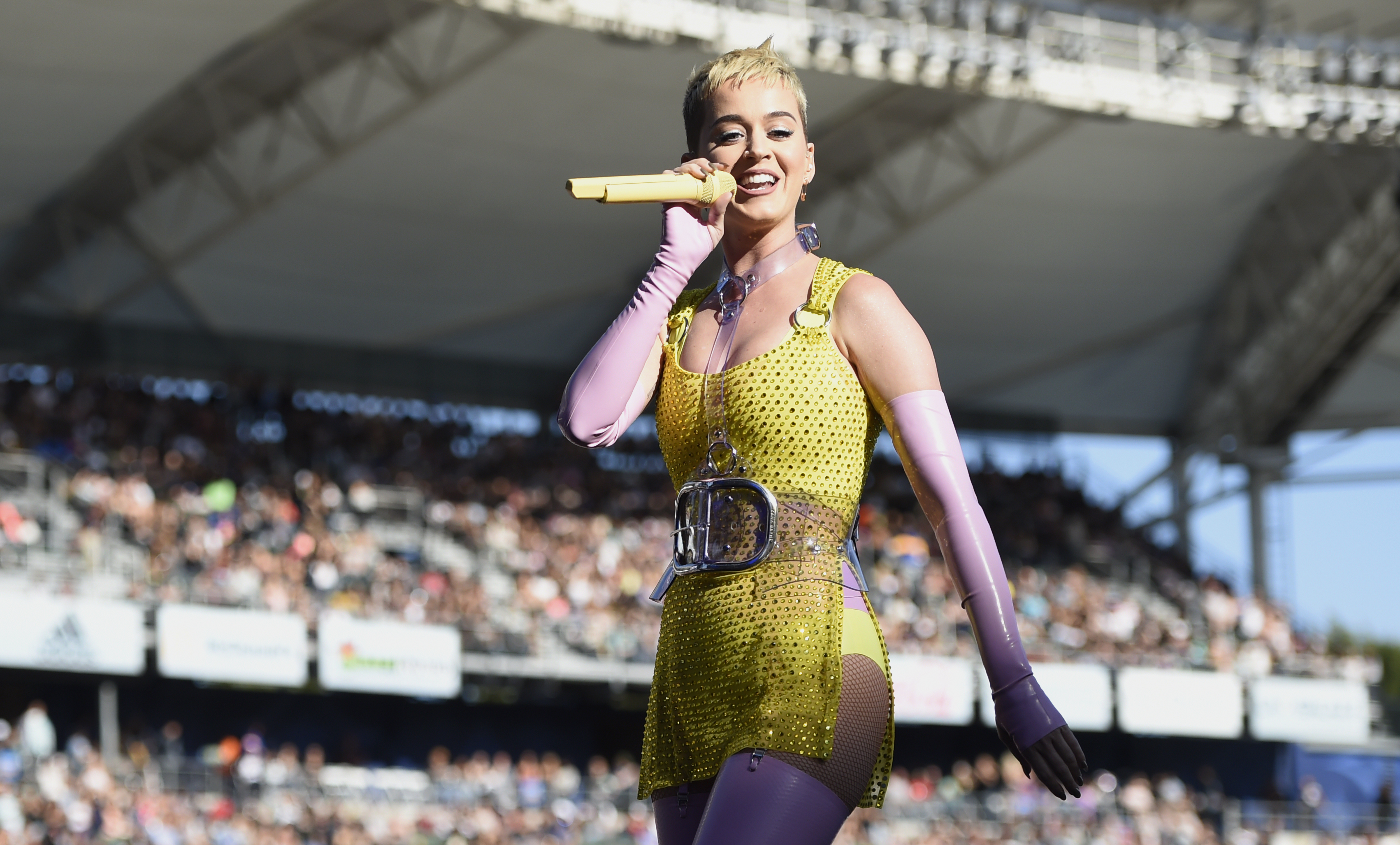 Katy Perry em apresentação na Califórnia, Estados Unidos, em 2017