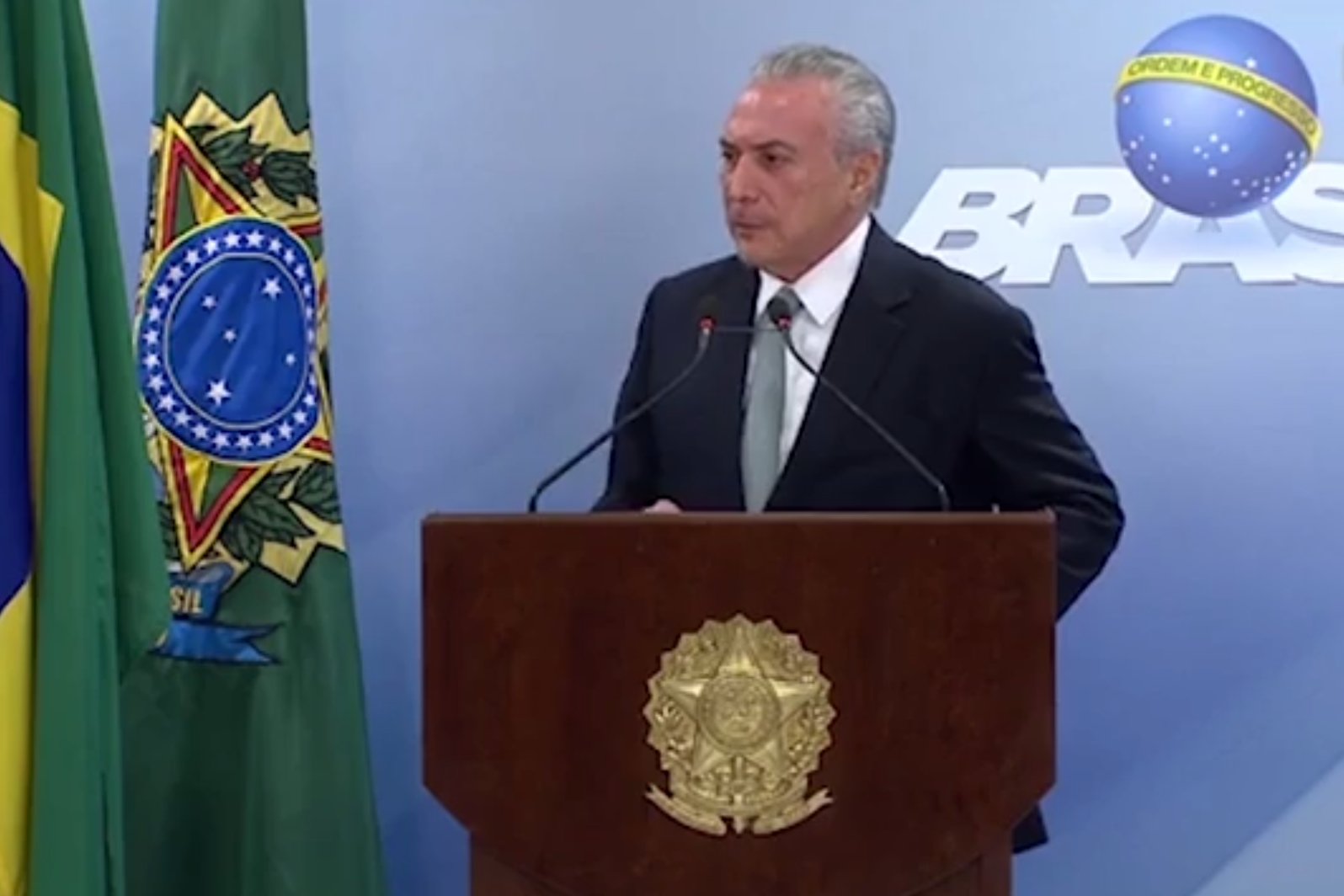 O presidente da República, Michel Temer, durante pronunciamento no Palácio do Planalto