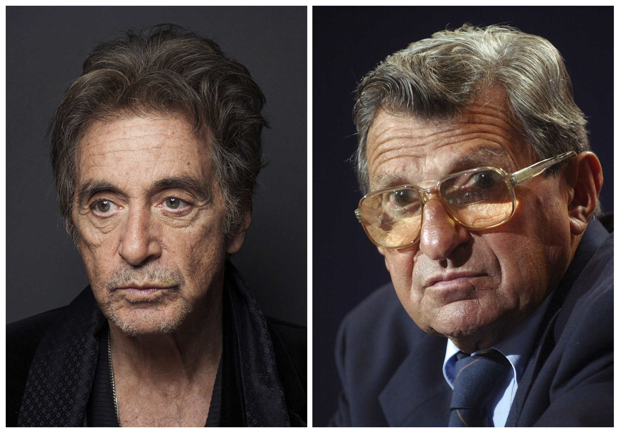 Al Pacino (à direita) interpretará Joe Paterno (à esquerda) em filme dirigido por Barry Levinson